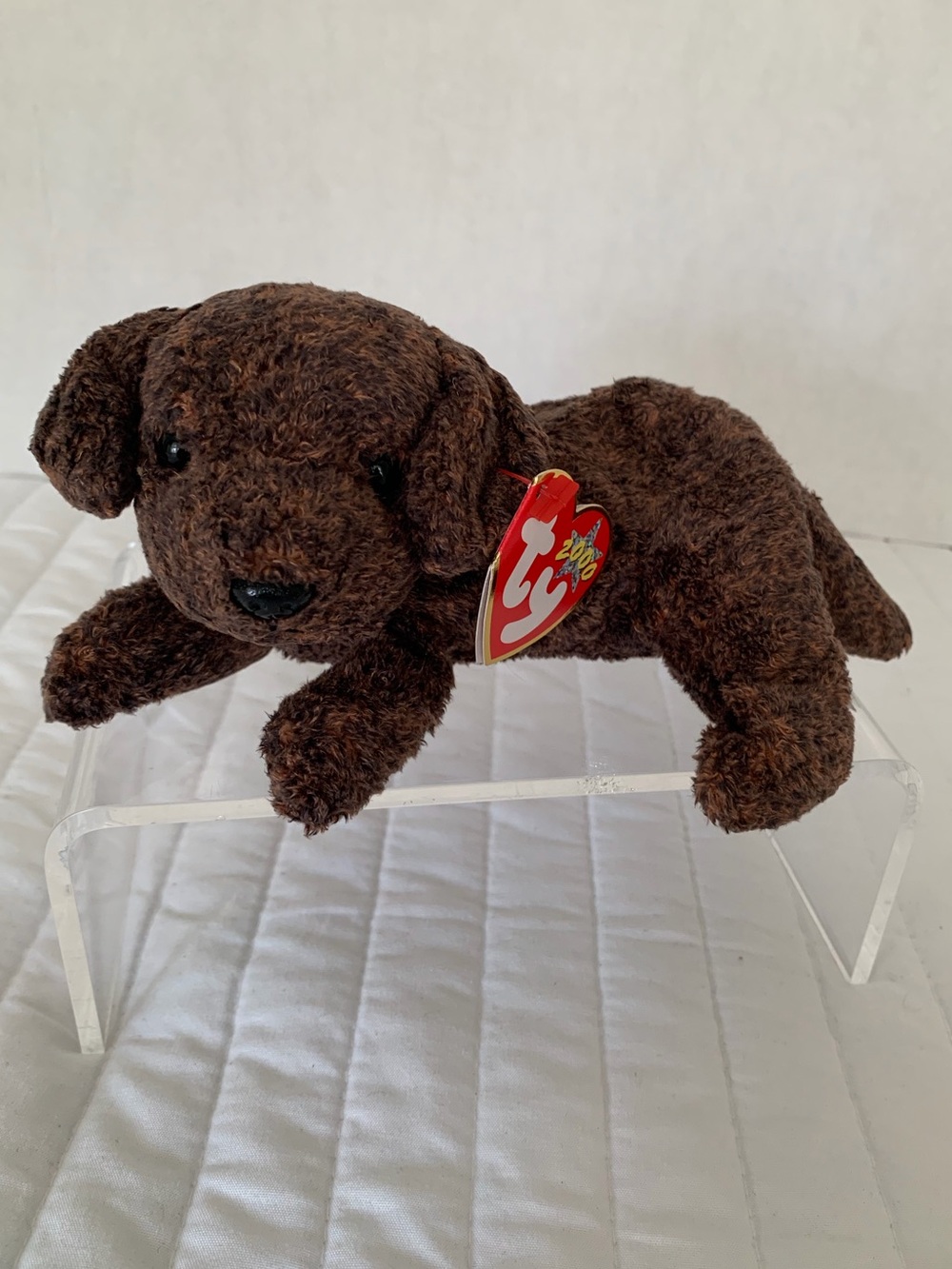 Vintage NWT Beanie Baby Ty Fetcher Labrador Dog Stuffed Animal 2000 Brown Black